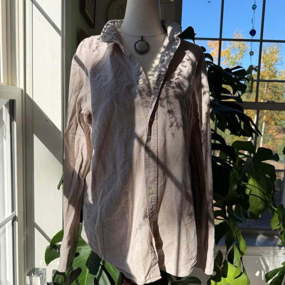 Khaki Button Up Cotton Shirt Old Navy Small